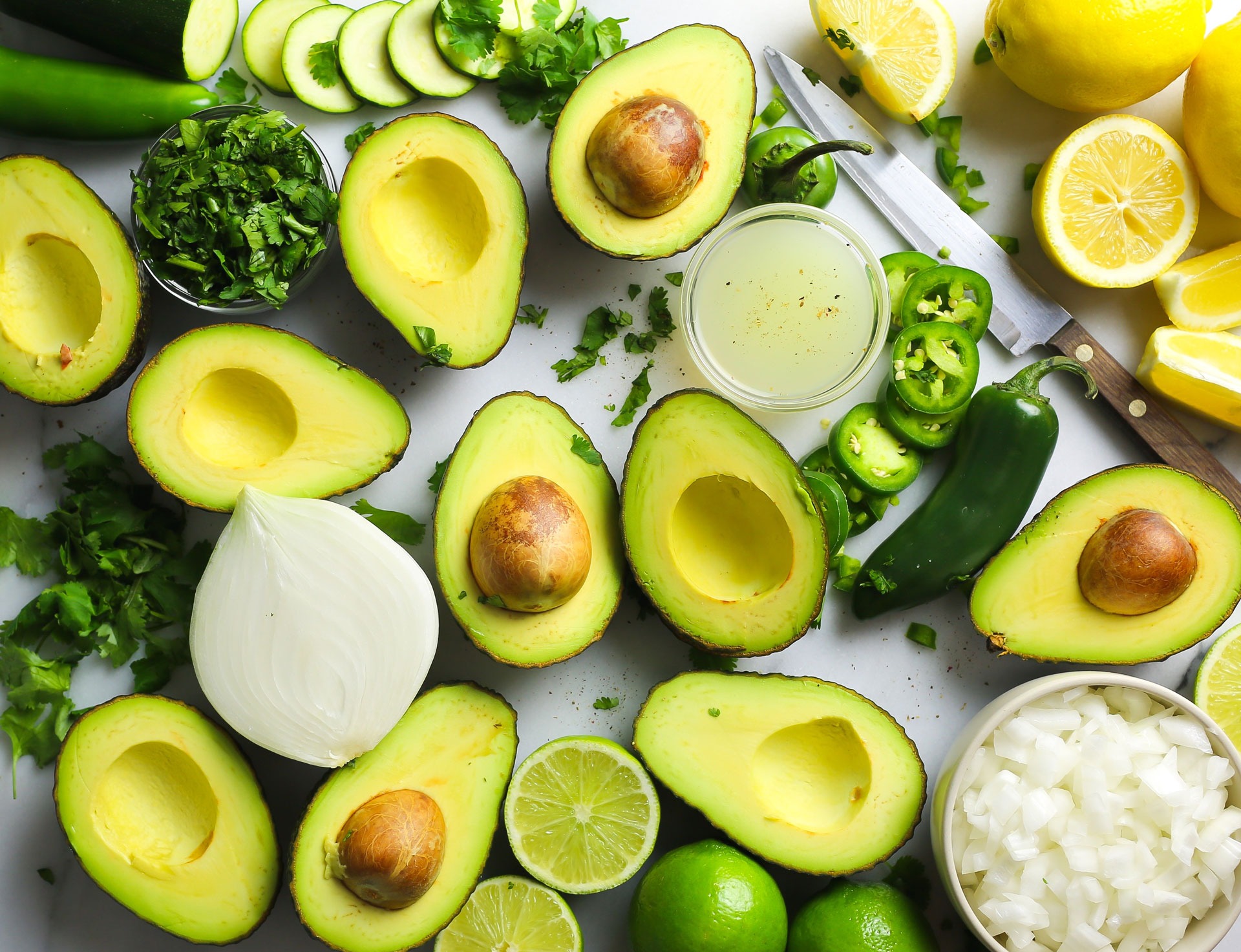 Avocados flat lay